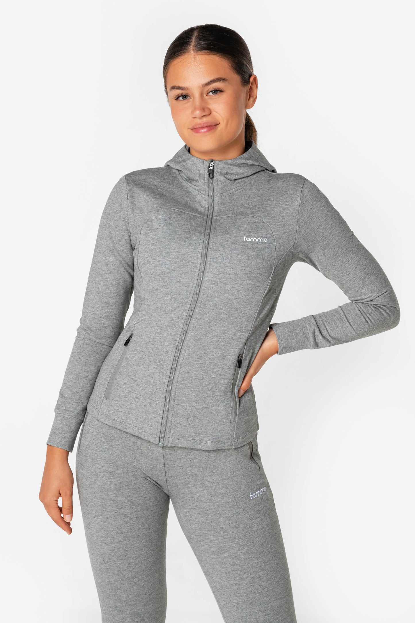 Grey Fit Hoodie - for dame - Famme - Hoodie