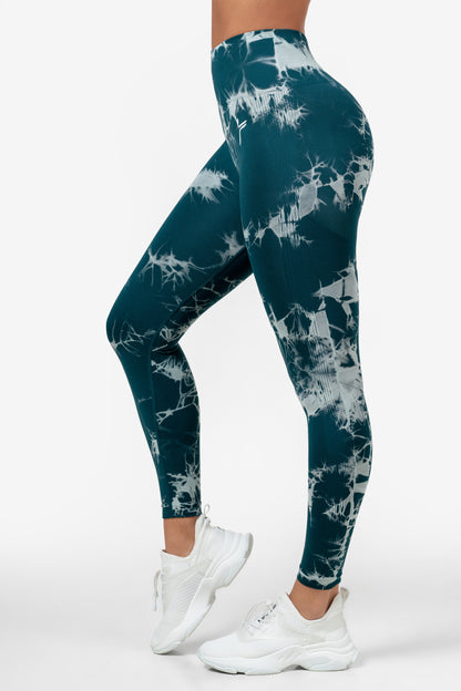 Dark Green Tie Dye Scrunch Leggings