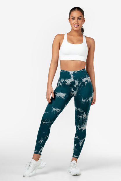 Dark Green Tie Dye Scrunch Leggings