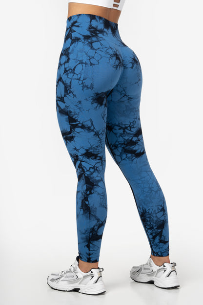 Blå Tie Dye Scrunch Leggings