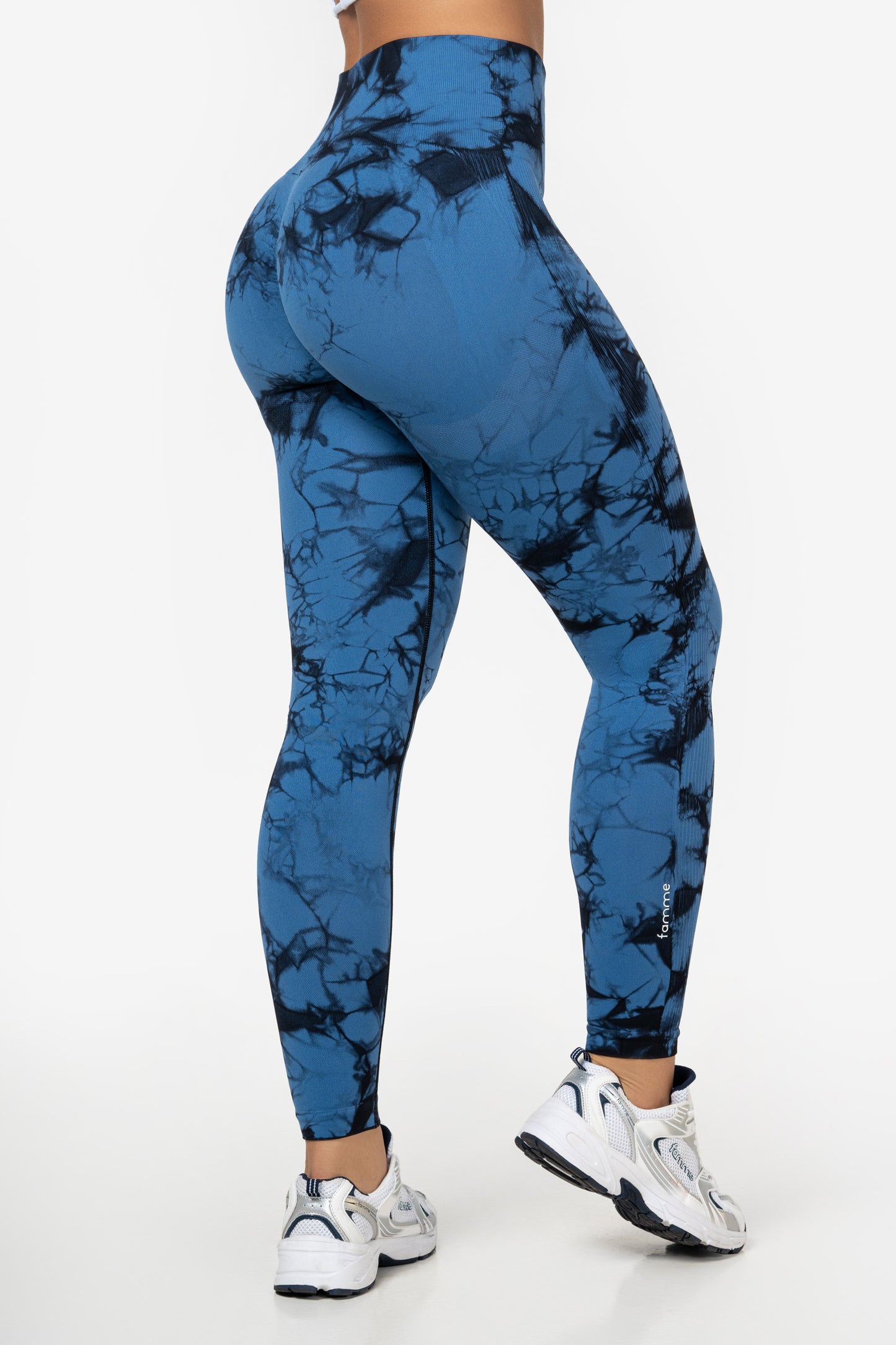 Blå Tie Dye Scrunch Leggings