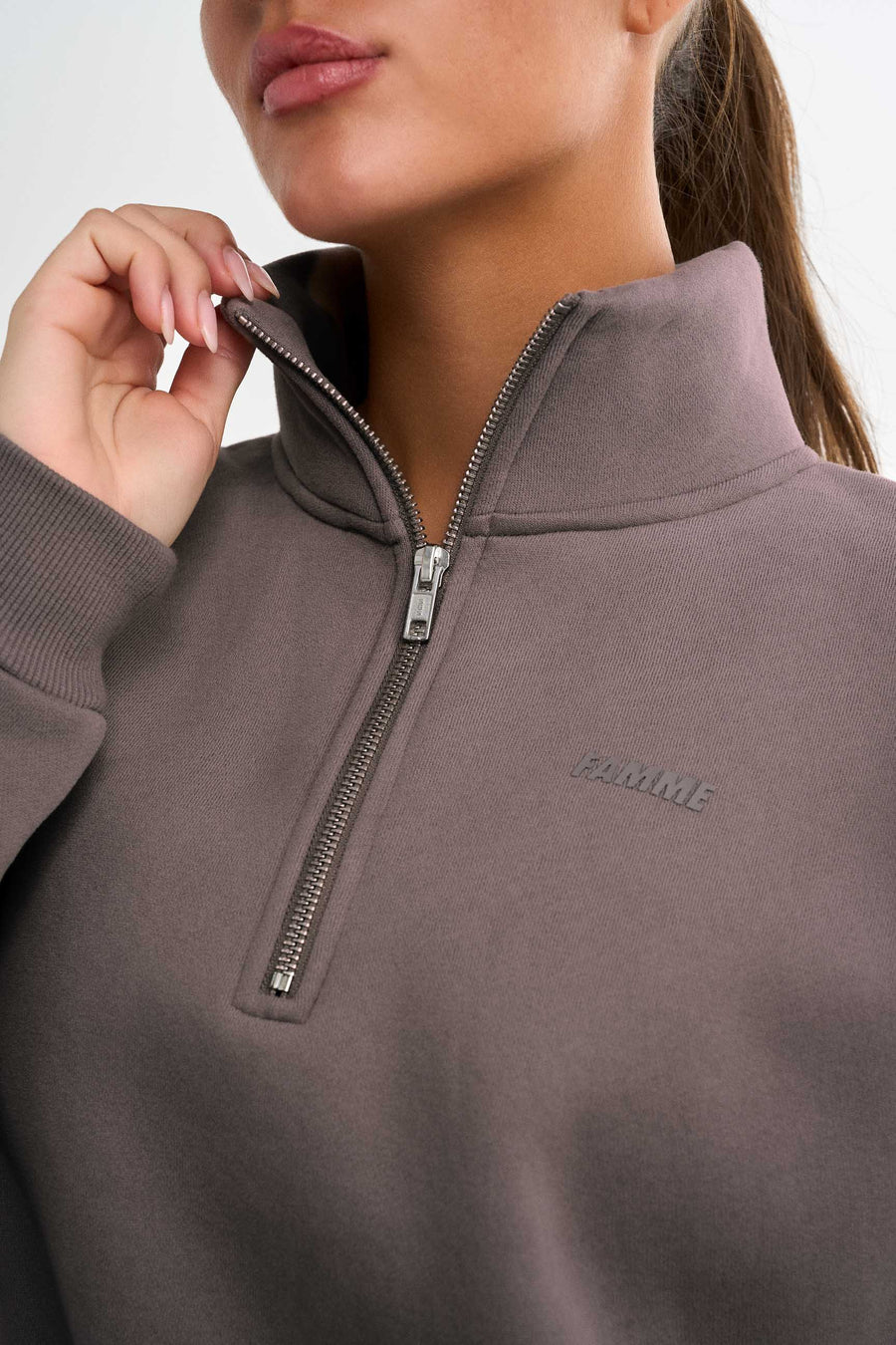 Half Zip Sweater · Mocha Grey