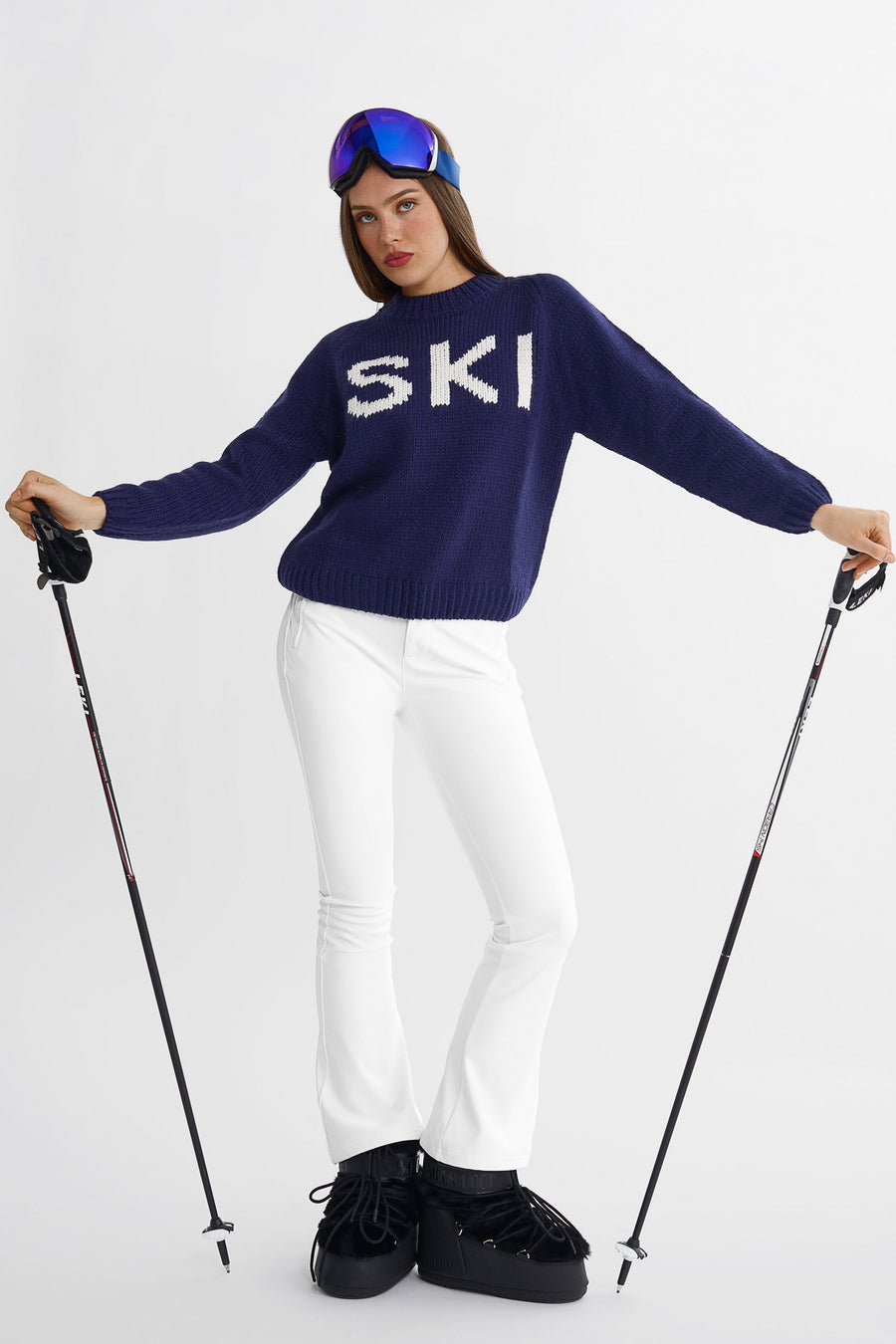 SKI Chunky Knit Sweater · Blå/vit